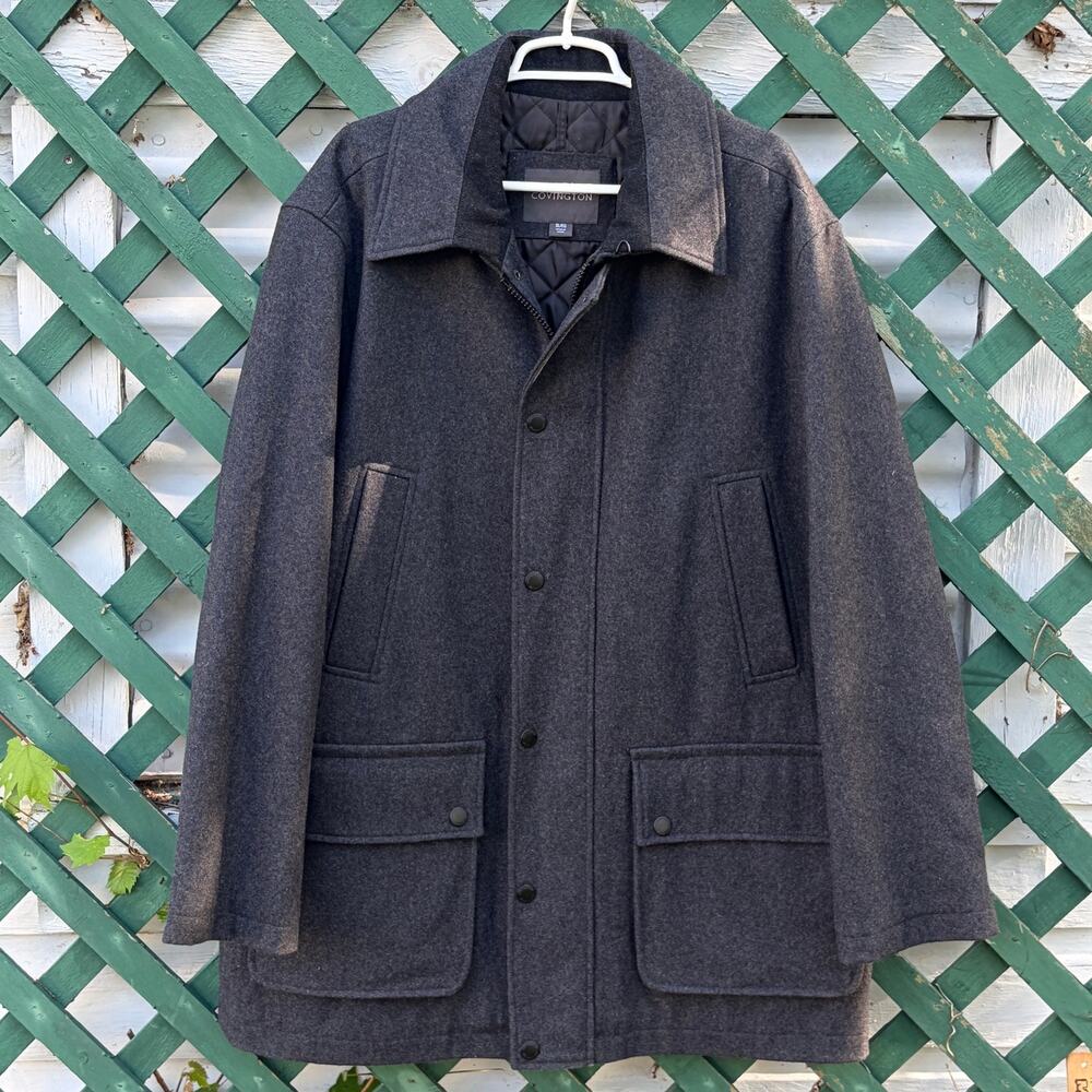 Covington Wool Coat Mens XL Dark Gray NWT Quilted Lined Business Casual Jacket